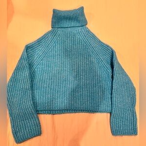 Zara blue cropped turtleneck sweater
